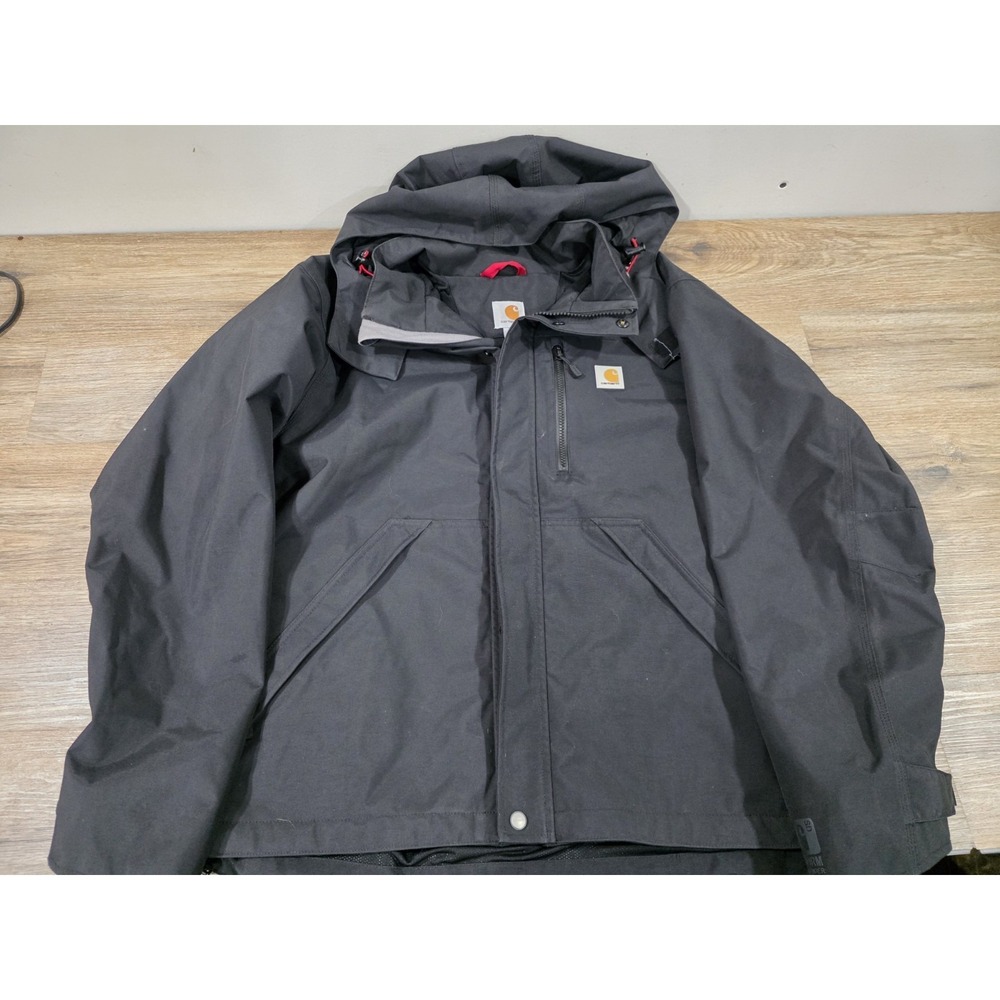 Carhartt Storm Defender SD Jacket Men Large Black J162 001 Hood Heavyweight